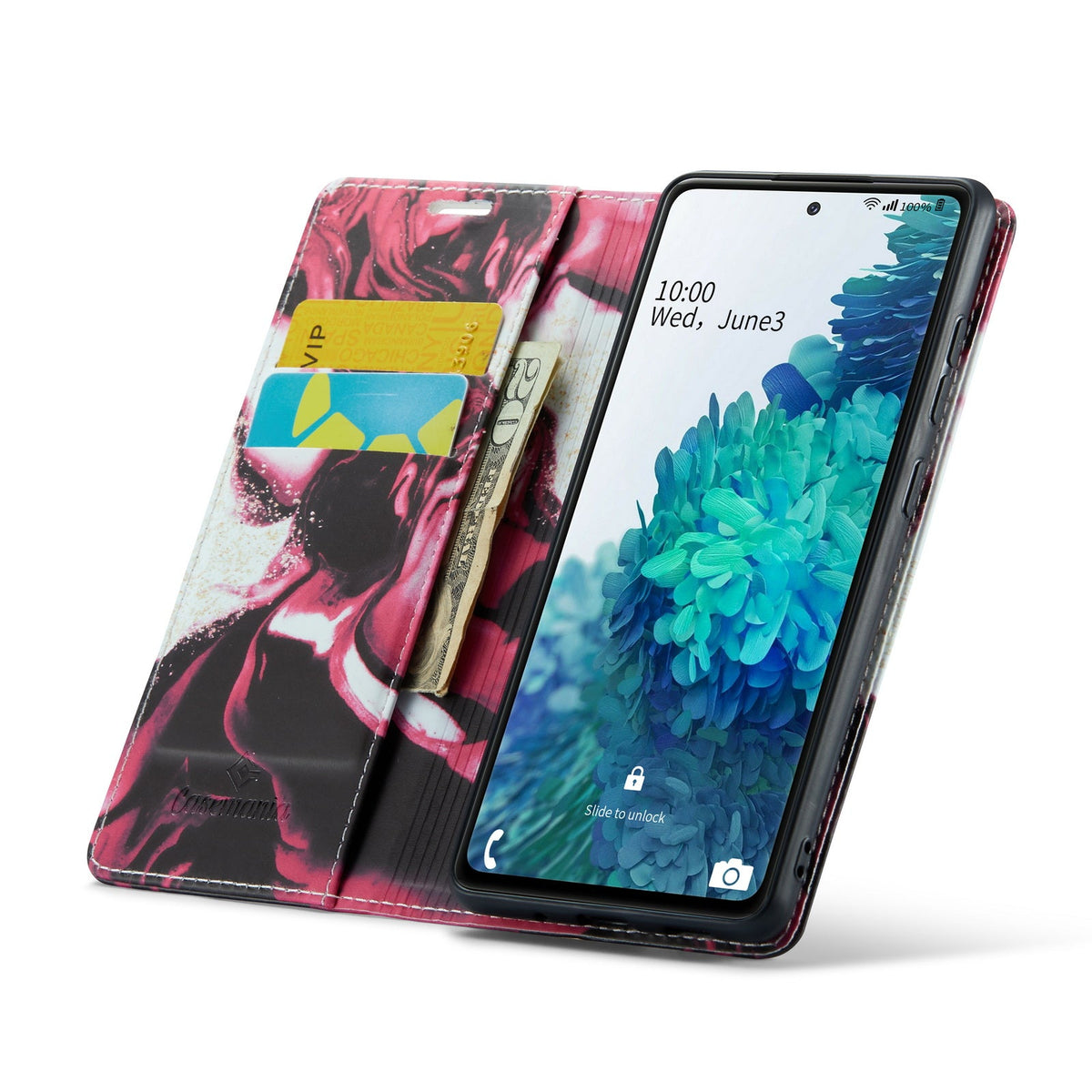Samsung Galaxy S21 FE Hoesje - Red Rhodonite - Marmer Portemonnee Bookcase