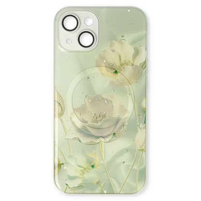 Apple iPhone 14 Hülle - Grün - Silikon-Marmor-MagSafe-Backcover
