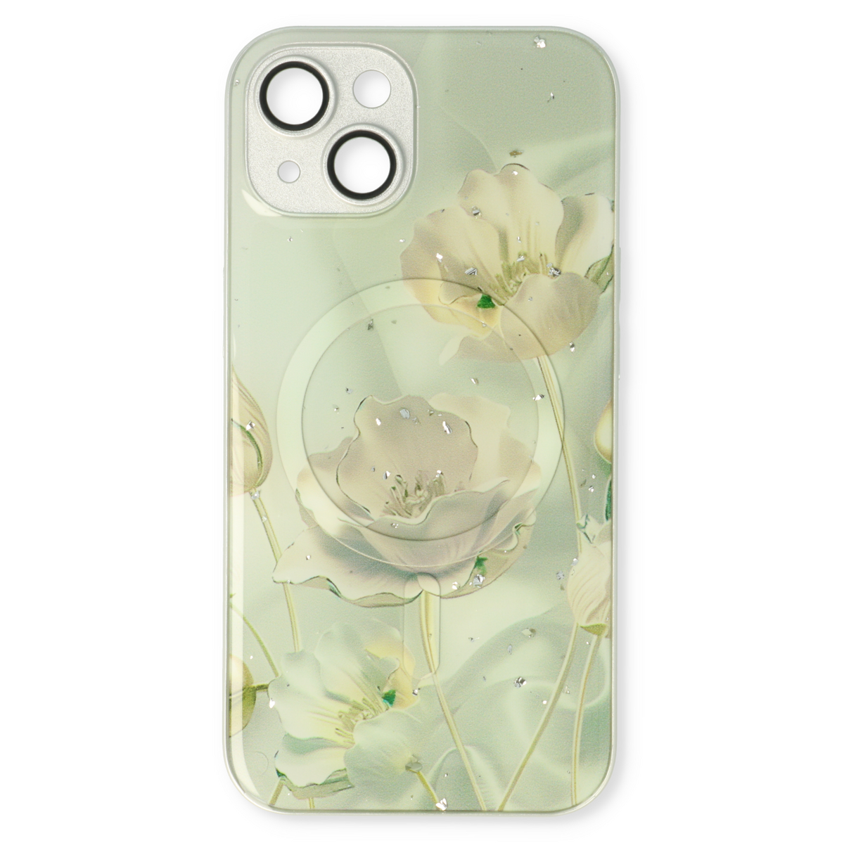 Apple iPhone 13 Case - Green - Silicone Marble MagSafe Back Cover