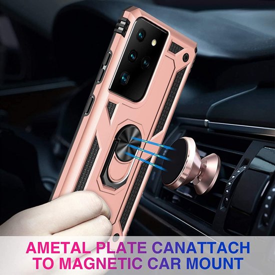 Samsung Galaxy S21 Ultra Hoesje - Roségoud - Armor Kickstand Back Cover