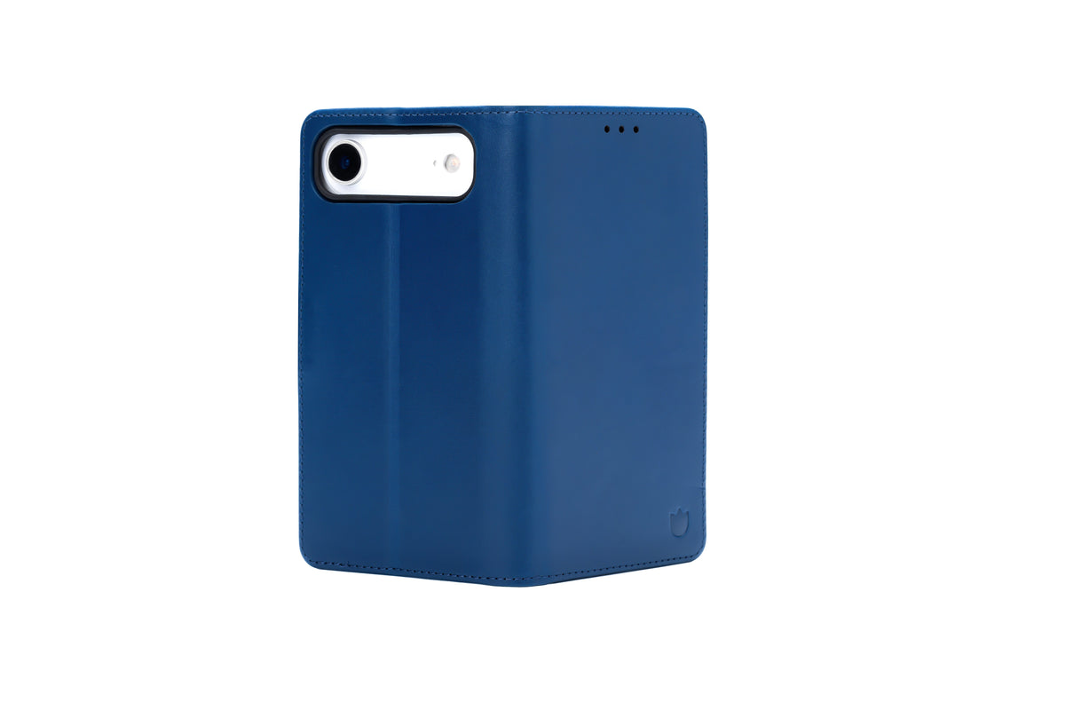 Apple iPhone Air Hülle - Navy Blue - Echtleder-Klapphülle mit Kartenfach