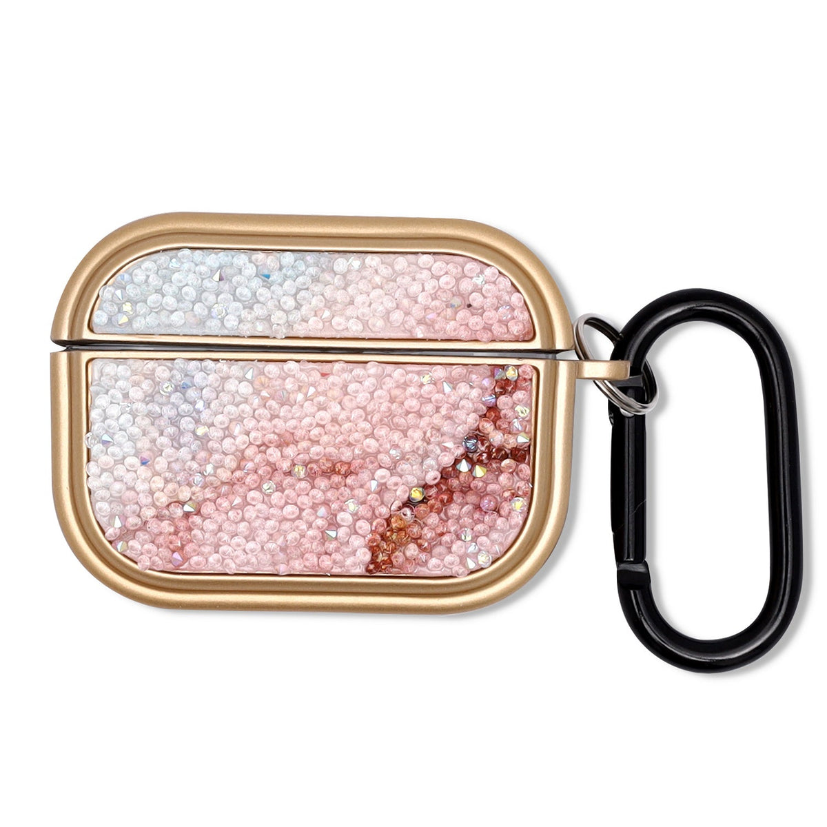 Apple AirPods Pro 2 / Pro Hoesje - Diamant Marmer Glitter met Ring - Goud