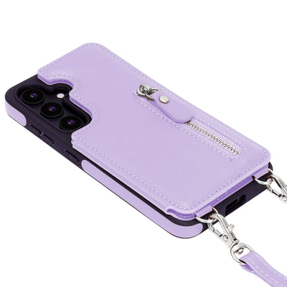 Samsung Galaxy S25 Plus Hoesje - Paars - Luxe Back Cover met Telefoonkoord en Rits
