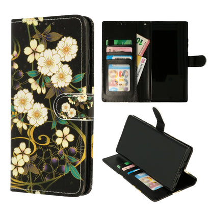 Samsung Galaxy A17 5G Hoesje - Wilde Bloemen - - Zwarte Bookcase
