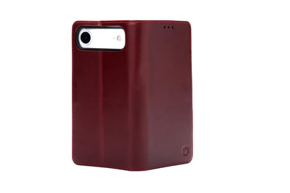 Apple iPhone Air Hoesje - Burgundy Red - Echt Leren Bookcase