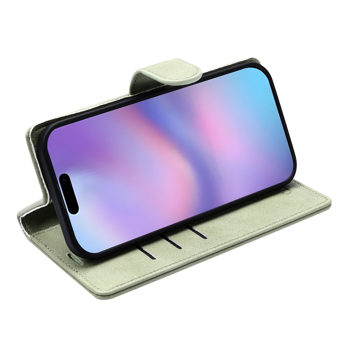 Apple iPhone Air Hülle - Matcha Green - 2-in-1 Lederoptik MagSafe Klapphülle mit Kartenfach