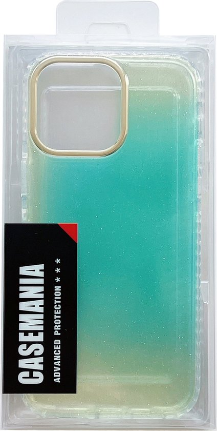 Apple iPhone 13 Pro Max Hoesje - Turquoise - Glitter Back Cover