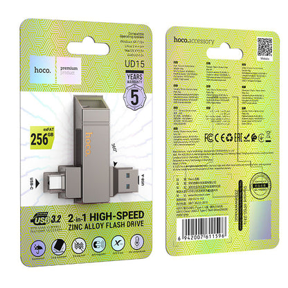 Hoco Razendsnelle 2-in-1 USB Stick 256GB - USB-C & High-Speed USB 3.0 Flash Drive