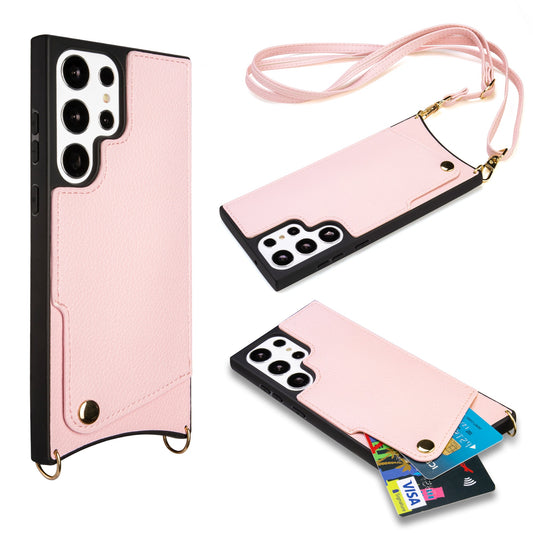 Samsung Galaxy S23 Ultra Case - Pink - Back Cover with Wrist Band and Phone Band