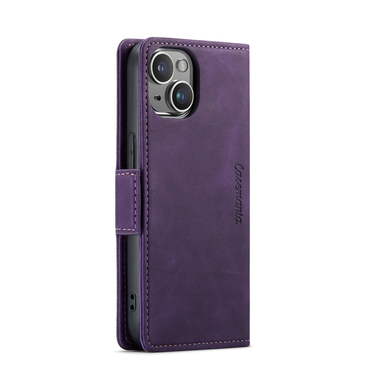 Apple iPhone 15 Hülle - Dark Purple - Portemonnaie-MagSafe-Klapphülle mit Kartenfach