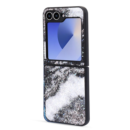 Samsung Galaxy Z Flip 6 Hoesje - Zwart - Diamant Marmer Glitter Back Cover