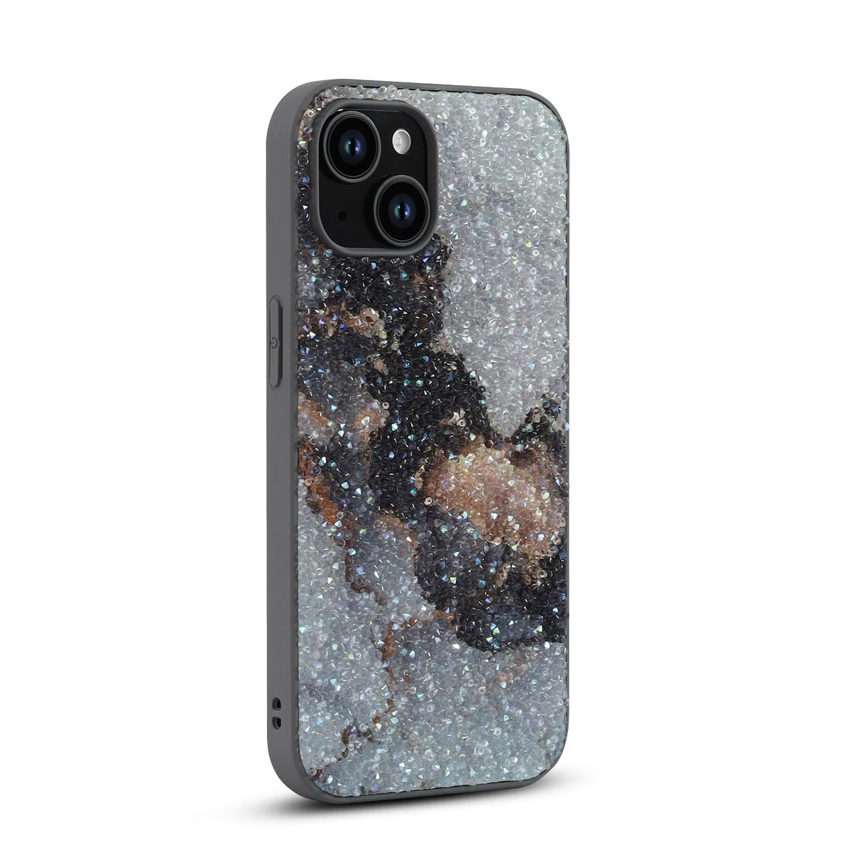 Apple iPhone 11 Hoesje - Grijs - Diamant Marmer Glitter Back Cover