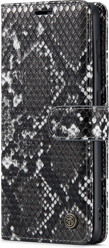 Samsung Galaxy S21 FE Hoesje - Zwart - Luxe Slangen Bookcase