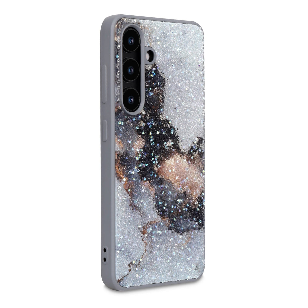 Samsung Galaxy S23 FE Hoesje - Grijs - Diamant Marmer Glitter Back Cover