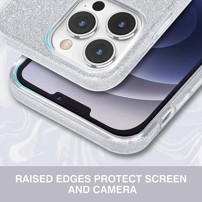 Apple iPhone 13 Pro Max Hoesje - Zilver - Glitter MagSafe Back Cover