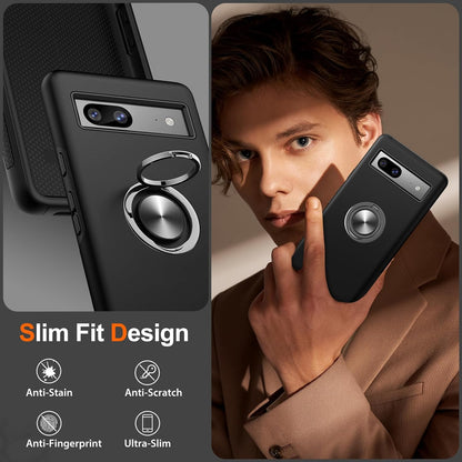 Google Pixel 8 Hoesje - Zwart - Anti-Shock Creative Kickstand Case Back Cover