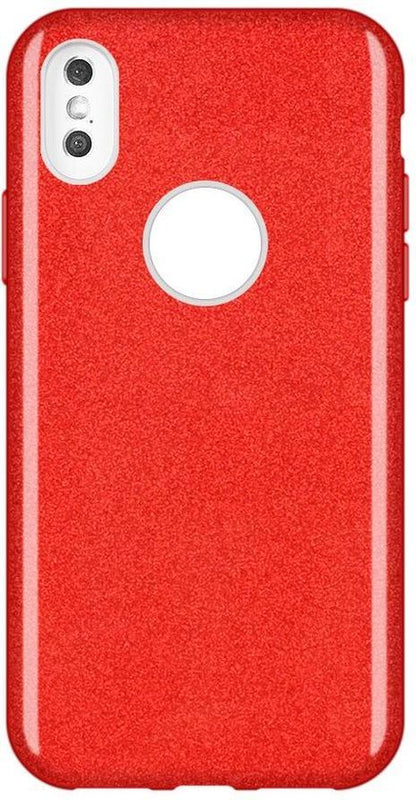 Apple iPhone XR Hoesje - Rood - Glitter Back Cover