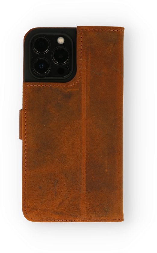 Étui en cuir véritable pour iPhone 13 Pro - Marron - Étui portefeuille en cuir véritable