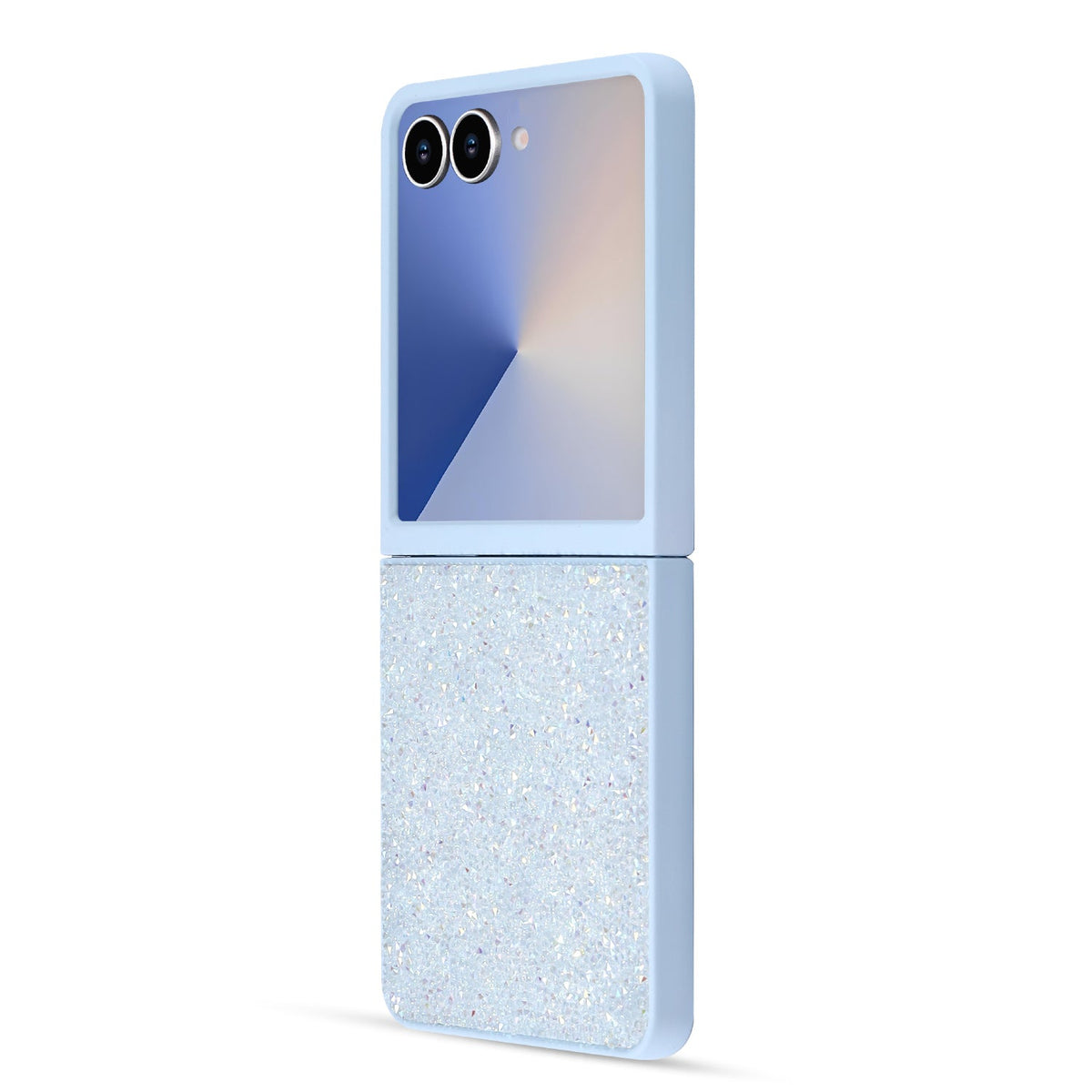 Samsung Galaxy Z Flip 7 Hoesje - Licht Blauw - Diamant Glitter Back Cover