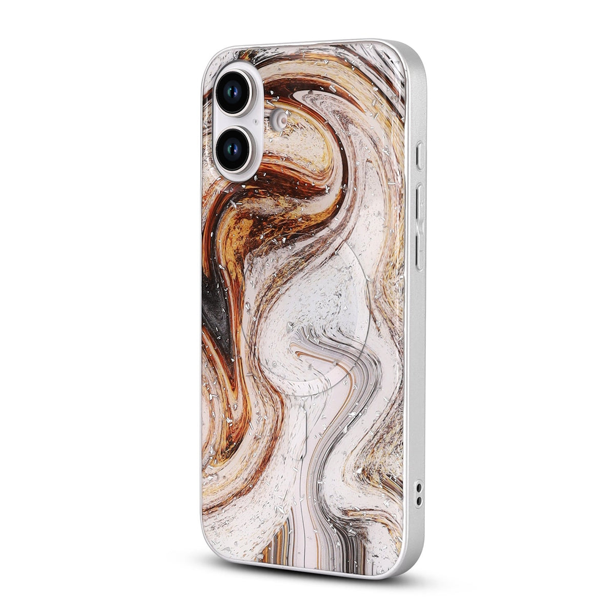 iPhone 16 Plus Hoesje - Wit - Marmer MagSafe Back Cover