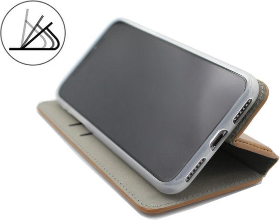 Apple iPhone 11 Pro Max Hoesje - Bruin - Luxe Kunstlederen Portemonnee Bookcase