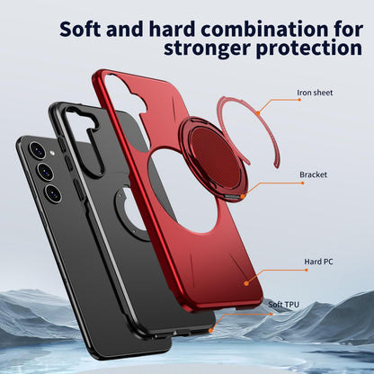 Samsung Galaxy S26 Hoesje - Rood - Siliconen Ring Kickstand Back Cover
