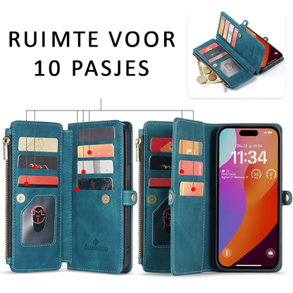 Apple iPhone 15 Plus Hoesje - Emerald Green - Luxe MagSafe Bookcase met Rits en Telefoonkoord