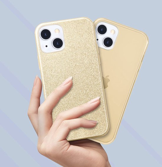 iPhone 13 Hoesje - Goud - Glitter Back Cover