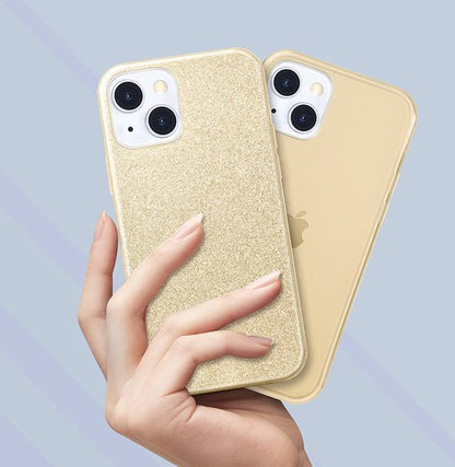 iPhone 13 Hoesje - Goud - Glitter Back Cover