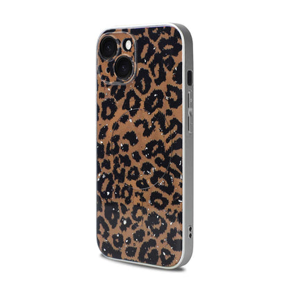 Apple iPhone 15 Hülle - Leopard Orange - Glitzer MagSafe Backcover