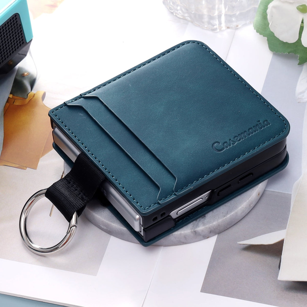 Samsung Galaxy Z Flip 7 Hoesje - Emerald Green - Ring Kickstand Back Cover