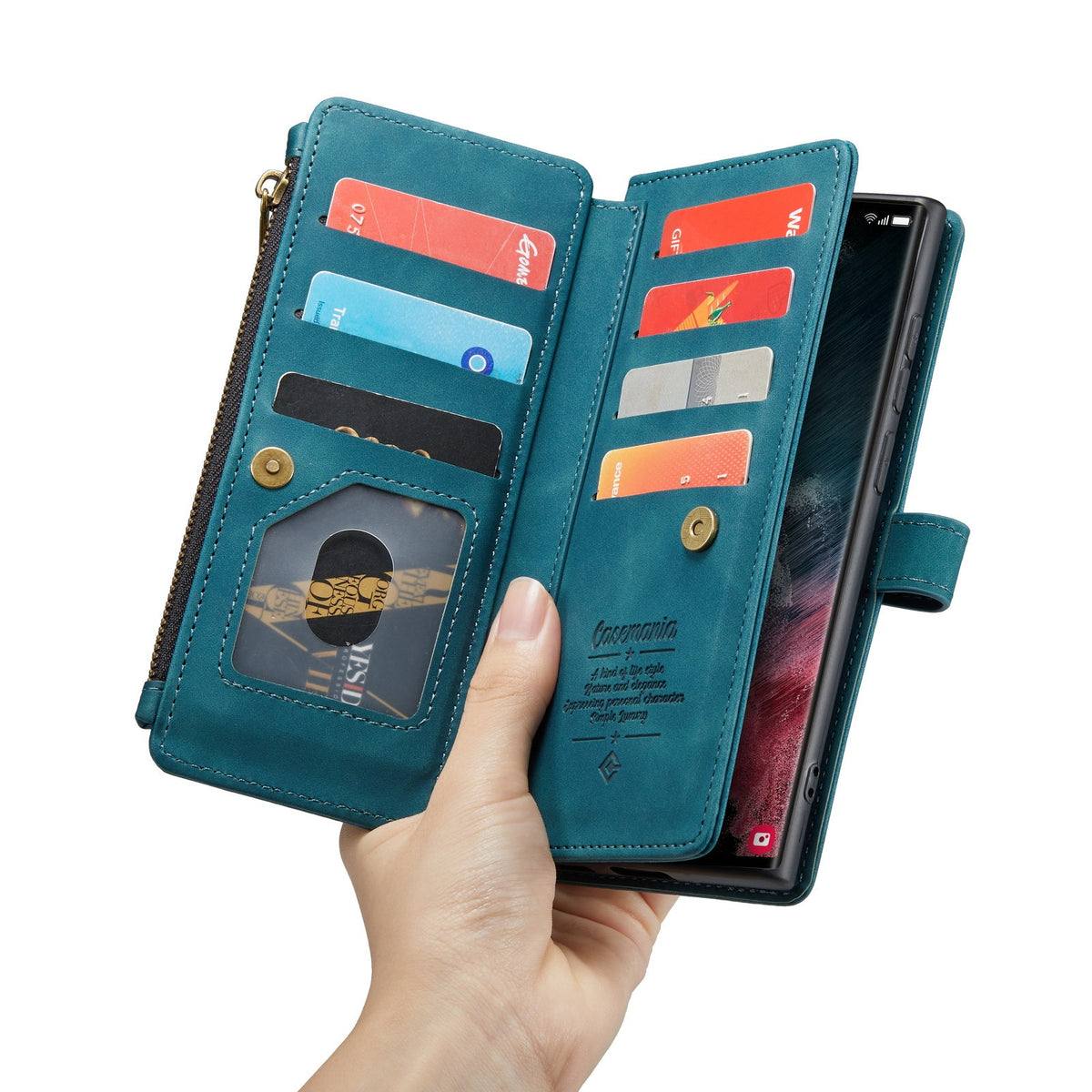 Samsung Galaxy S25 Ultra Case - Emerald Green - Luxury Wallet Case with Zipper