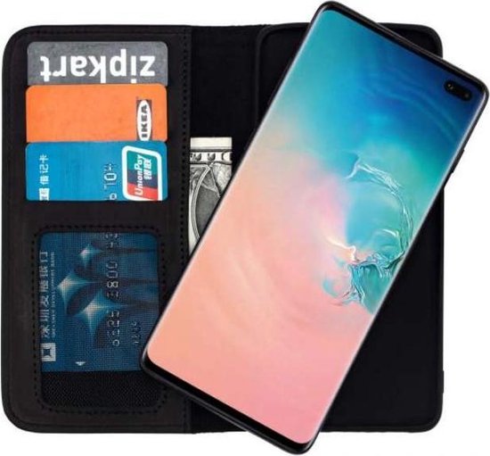 Samsung Galaxy S10+ Hoesje - Zwart - Echt Leren Bookcase