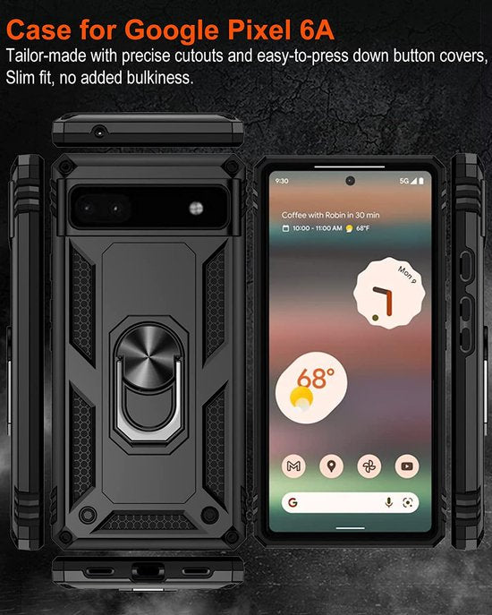 Coque Google Pixel 6A - Noir - Étui arrière avec béquille intégrée