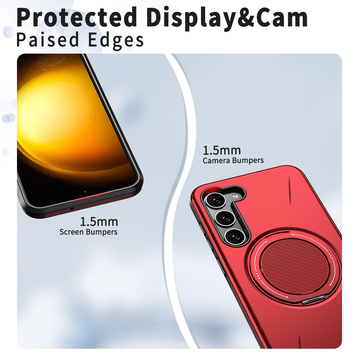 Samsung Galaxy S26 Hoesje - Rood - Siliconen Ring Kickstand Back Cover