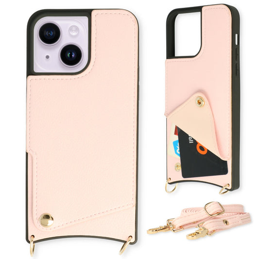 Apple iPhone 13 Hülle - Rosa - Backcover mit Handschlaufe und Handykette