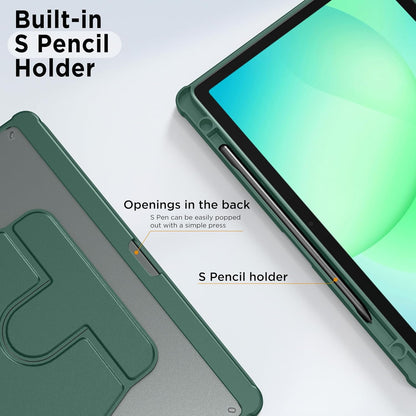 Samsung Galaxy Tab A11 Plus/A9 Plus Tablet Case - Dark Green - 360° Rotating Tablet Cover with Clear Back