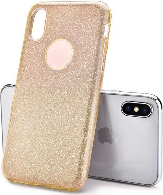 Apple iPhone Xs Max Hoesje - Goud - Glitter Back Cover