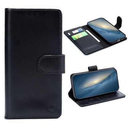 iPhone 17e Hoesje - Charcoal Gray - Echt Leren book Bookcase