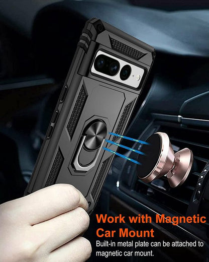 Google Pixel 7 Pro Hoesje - Zwart - Armor Kickstand Back Cover