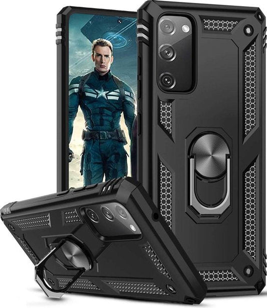 Samsung Galaxy S20 FE Hülle - Schwarz - Armor-Ständer-Backcover
