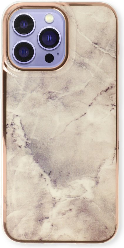 iPhone 14 Pro Hoesje - Steen - Siliconen Marmer Back Cover