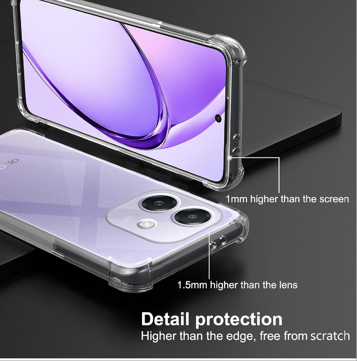 Oppo A60 Hülle - Transparent - Stoßfestes Hybrid-Backcover