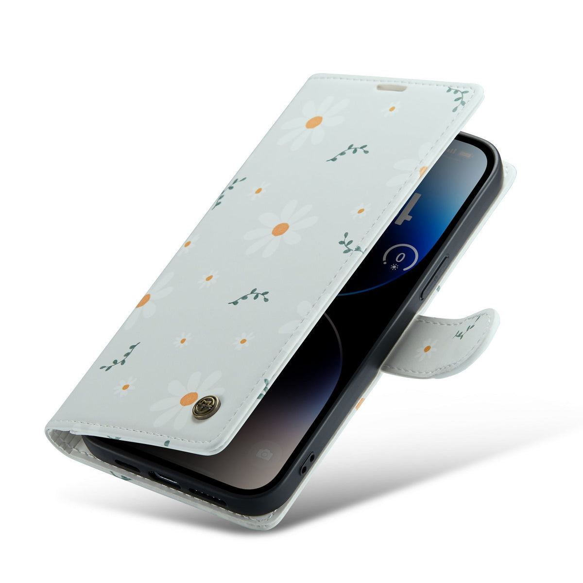 Apple iPhone 14 Pro Hoesje - Madeliefje - Print Bookcase