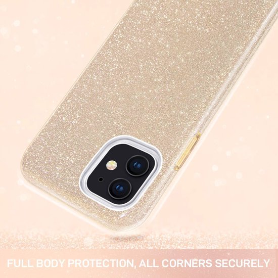 iPhone 12 Mini Hoesje - Goud - Glitter Back Cover