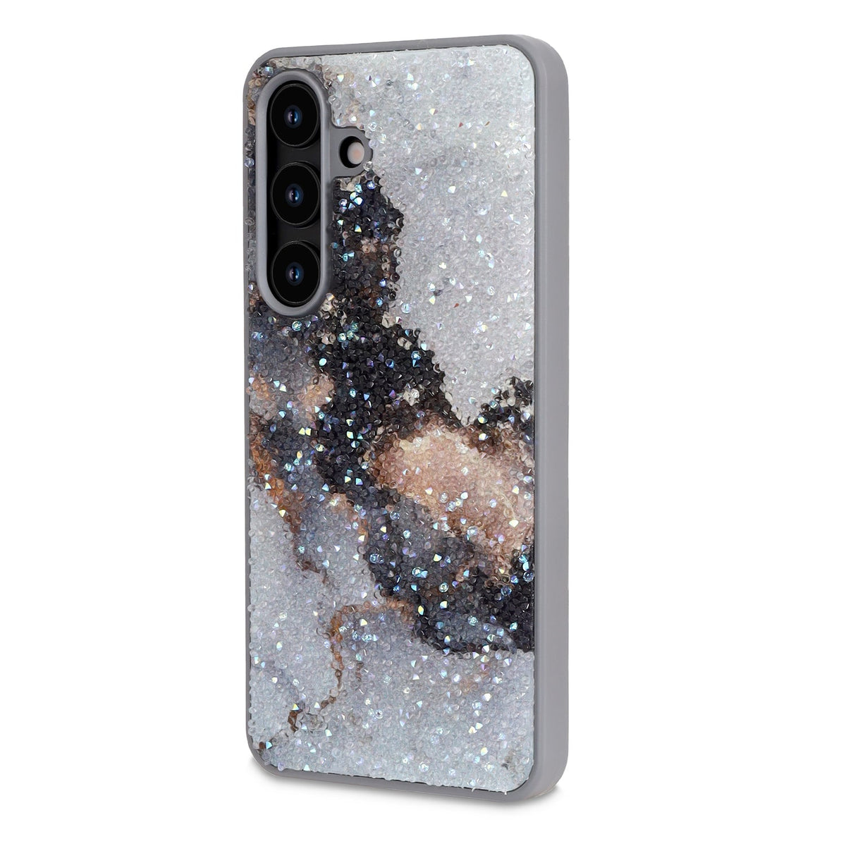 Samsung Galaxy S23 FE Hoesje - Grijs - Diamant Marmer Glitter Back Cover
