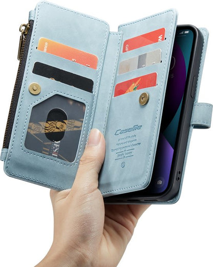 Apple iPhone 13 Hoesje - Aqua Blue - Luxe Bookcase met Rits