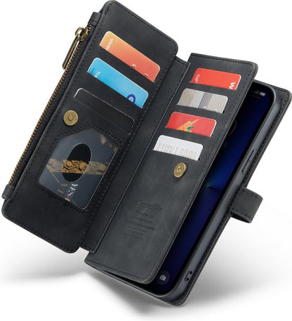 Apple iPhone 13 Pro Max Case - Charcoal Gray - Luxury Wallet Case with Zipper