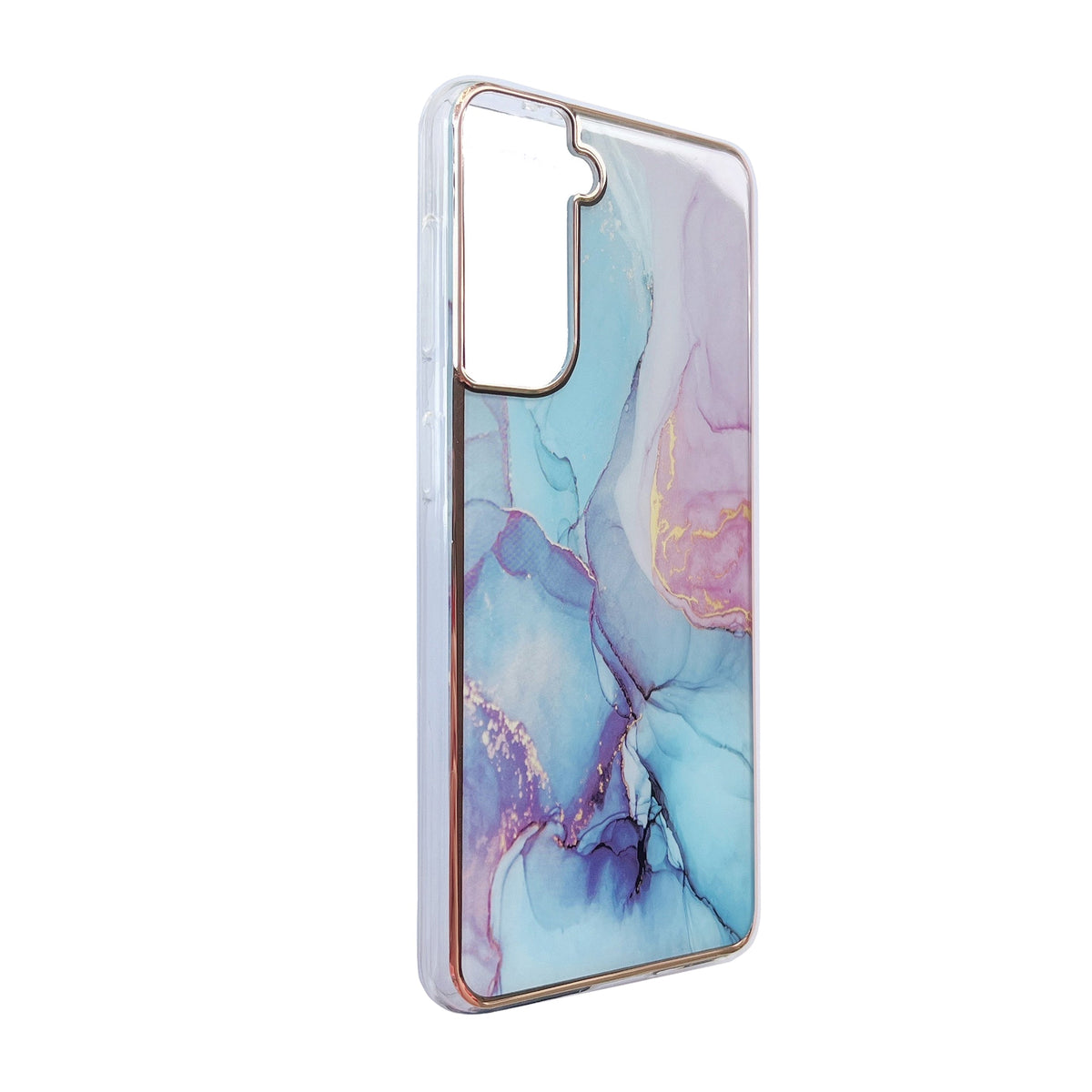 Samsung Galaxy S23 FE Hoesje - Blauw - Siliconen Marmer Back Cover