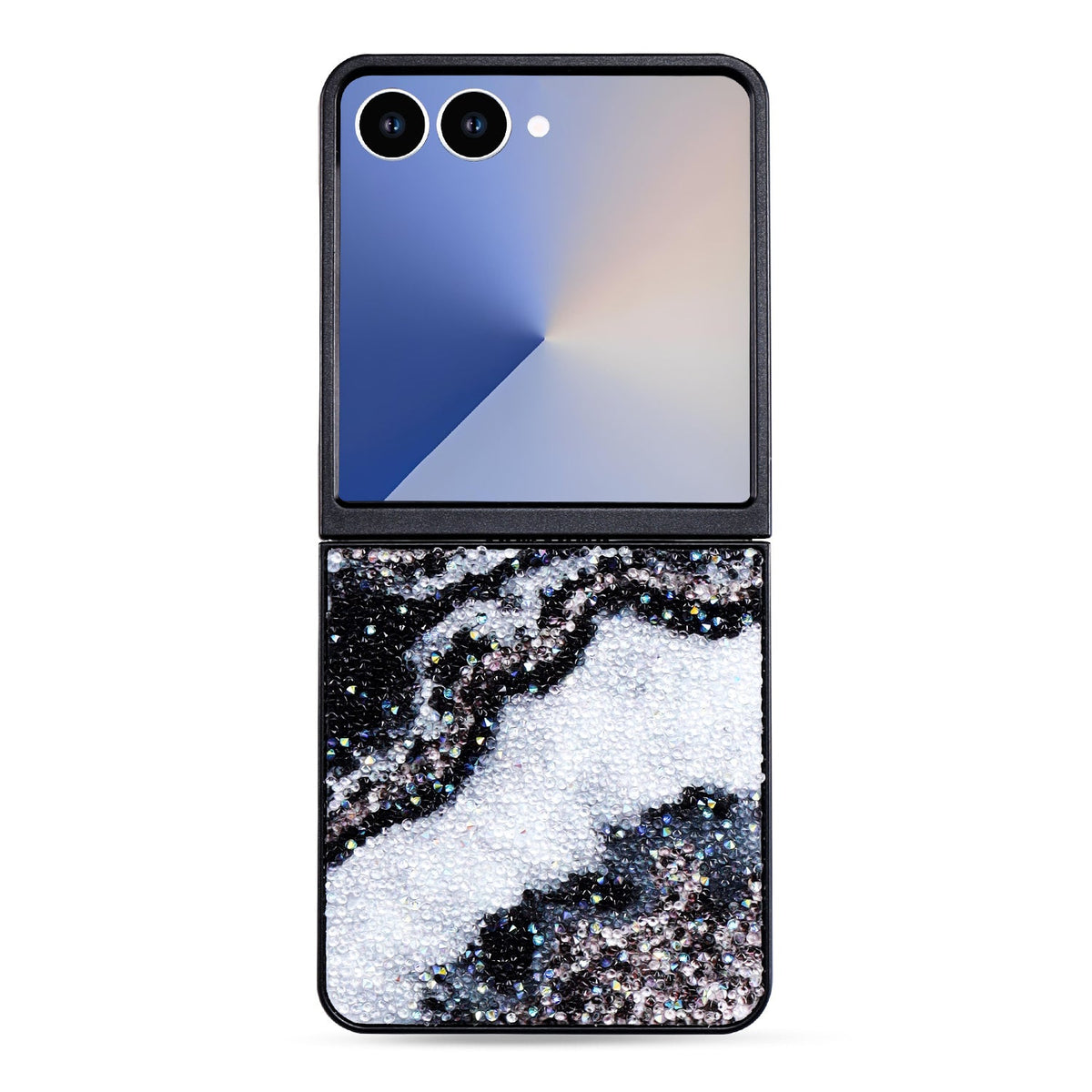 Samsung Galaxy Z Flip 7 Hoesje - Zwart - Diamant Marmer Glitter Back Cover